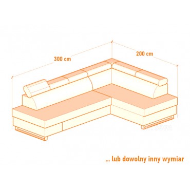 typowe wymiary 300x200 narożnika z zagłówkami na wymiar