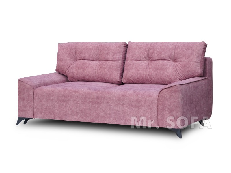 różowa sofa z czarnymi metalowymi nóżkami